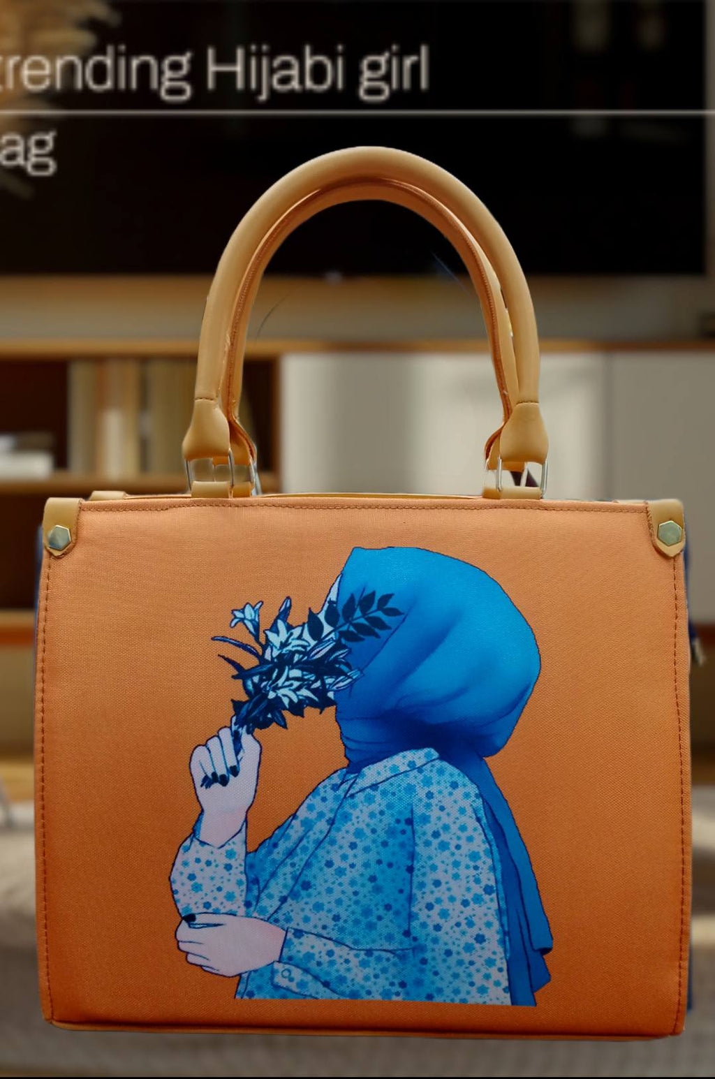 Elegant Red Handbag with Artistic Girl Print – Modern Minimalist Tote