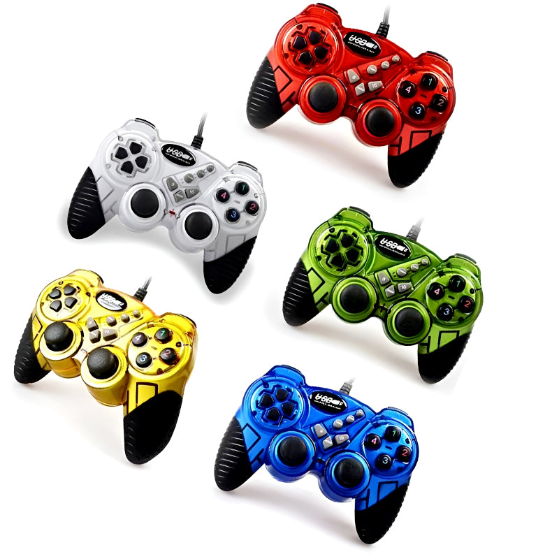 Double Shock USB 2.0 Wired Gaming Controller – Colorful Gaming Joystick for PC and Laptop