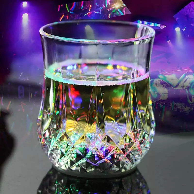 LED Flashing Glowing Water Liquid Activated Light Up Glass Cup Mug Luminous Party Drink Cup