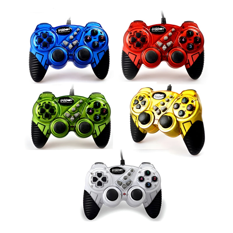 Double Shock USB 2.0 Wired Gaming Controller – Colorful Gaming Joystick for PC and Laptop