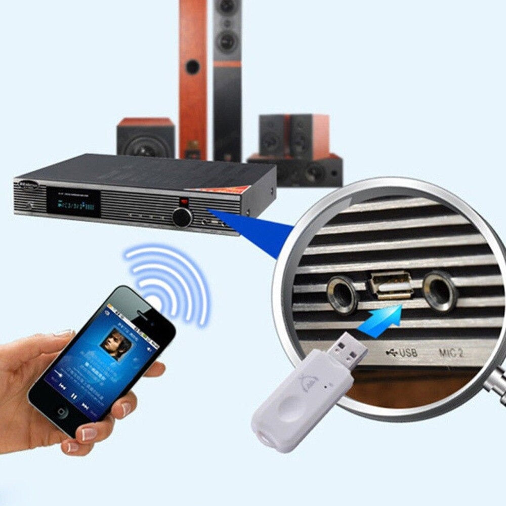 USB Bluetooth 2.1 Receiver Audio Stereo Adapter Wireless Handsfree Dongle Kit