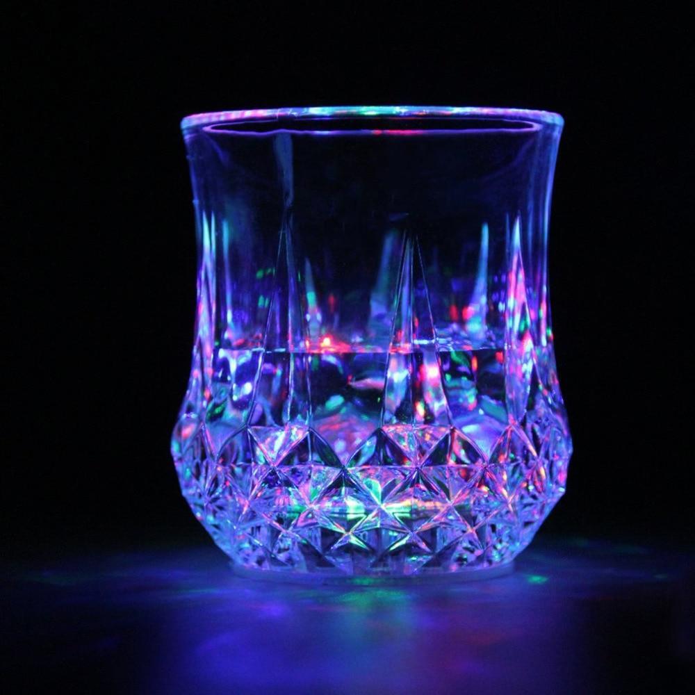 LED Flashing Glowing Water Liquid Activated Light Up Glass Cup Mug Luminous Party Drink Cup