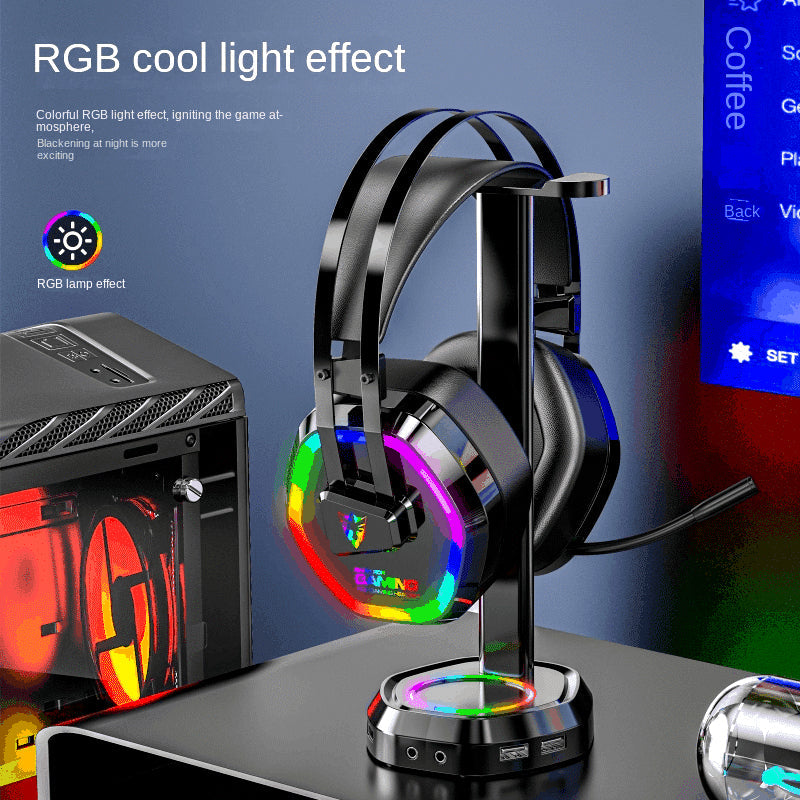 G608 USB Wired RGB Gaming Headset with 7.1 Surround Sound, Noise-Cancelling Mic & 50mm Drivers