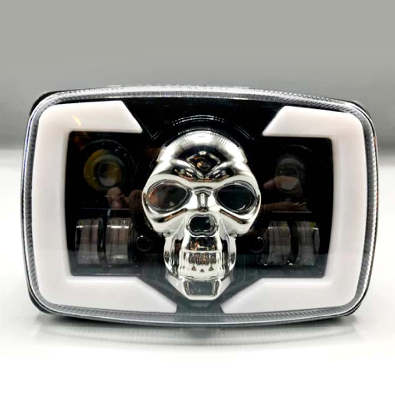 Skull Style LED Projector Headlight with DRL & Indicators – Perfect Fit for Honda CD70 / CG125