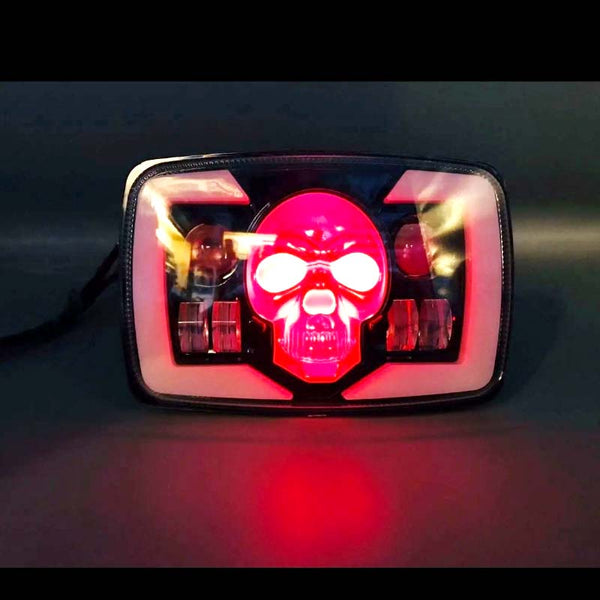 Skull Style LED Projector Headlight with DRL & Indicators – Perfect Fit for Honda CD70 / CG125