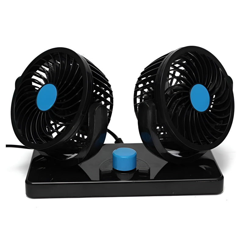 F30 Dual-Headed 360° Rotating Car Fan with Low Noise & Adjustable Airflow