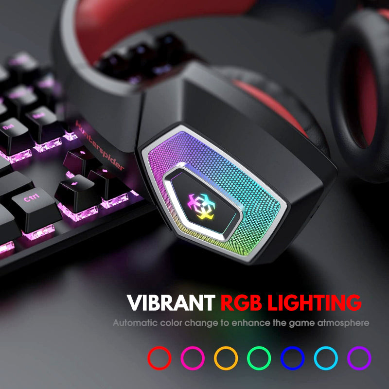 Hunter Spider V1 RGB Gaming Headset – 7.1 Surround Sound, Noise-Cancelling Mic, Deep Bass & RGB Lights